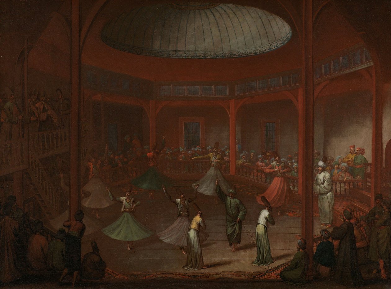 Wirujący derwisze, ok. 1730 r. autorstwa Jean Baptiste Vanmour