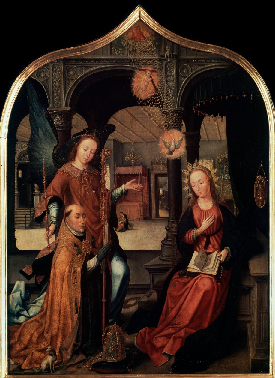 „Zwiastowanie”, Tryptyk, panel centralny, 1517. autorstwa Jean Bellegambe