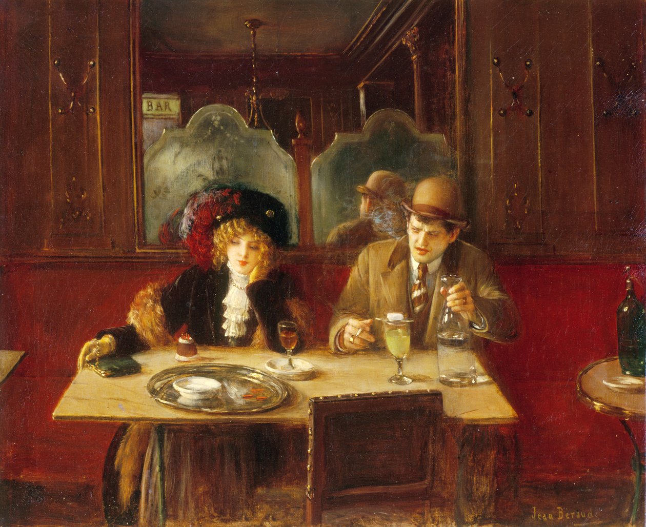 W kawiarni, Absinthe Drinkers, c.1909 (malarstwo) autorstwa Jean Beraud