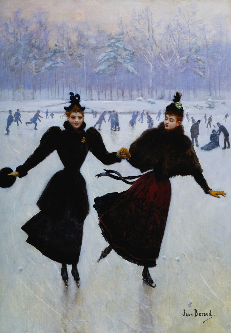 Łyżwiarze; łyżwiarze, autorstwa Jean Beraud