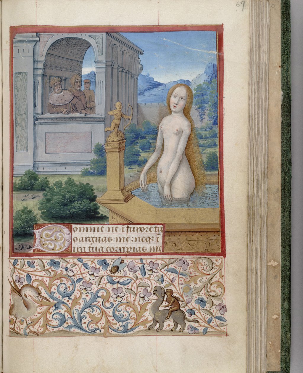 Kąpiel w Batszebie Księga godzin, 1485-1499 autorstwa Jean Bourdichon