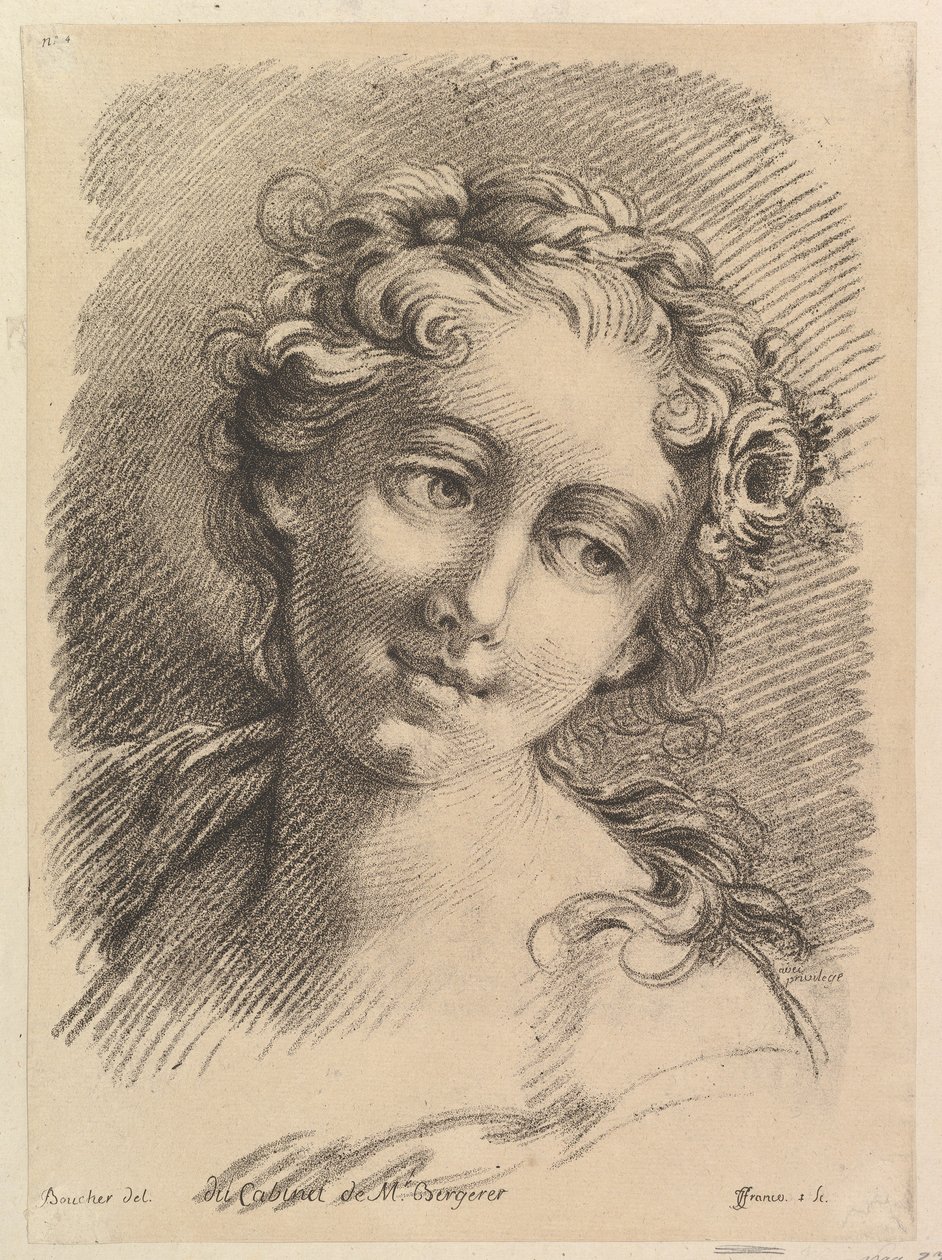 Głowa kobiety, 1748-69 autorstwa Jean Charles François