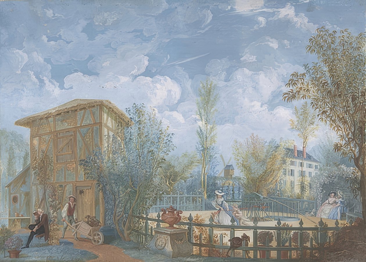 Ludzie w ogrodzie. 1784 autorstwa Jean Démosthène Dugourc
