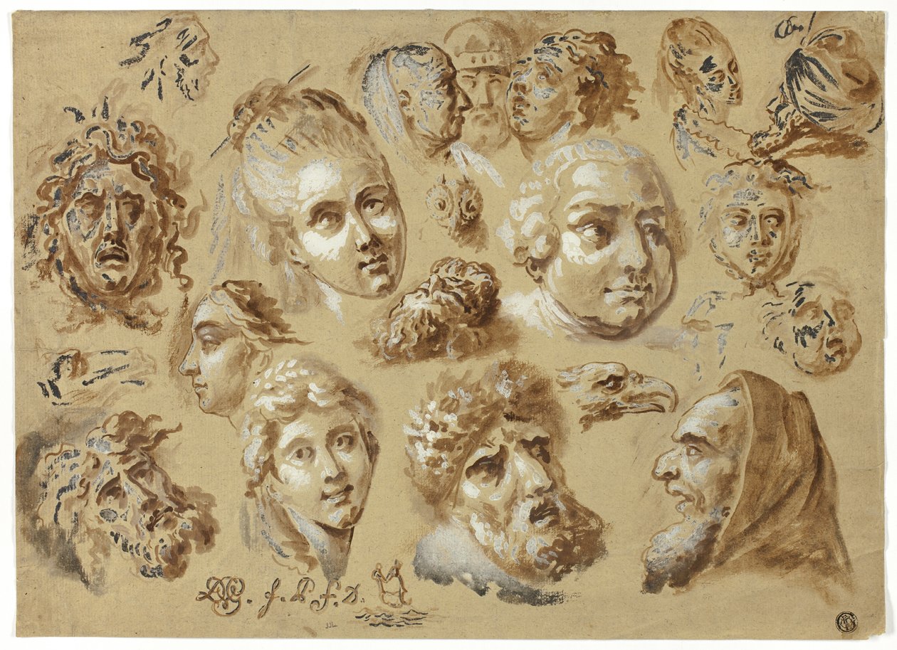 Szkice głów autorstwa Jean Démosthène Dugourc