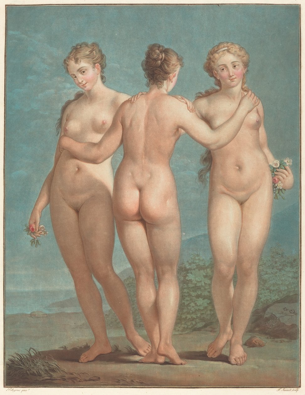 Trzy Gracje. autorstwa Jean Francois Janinet