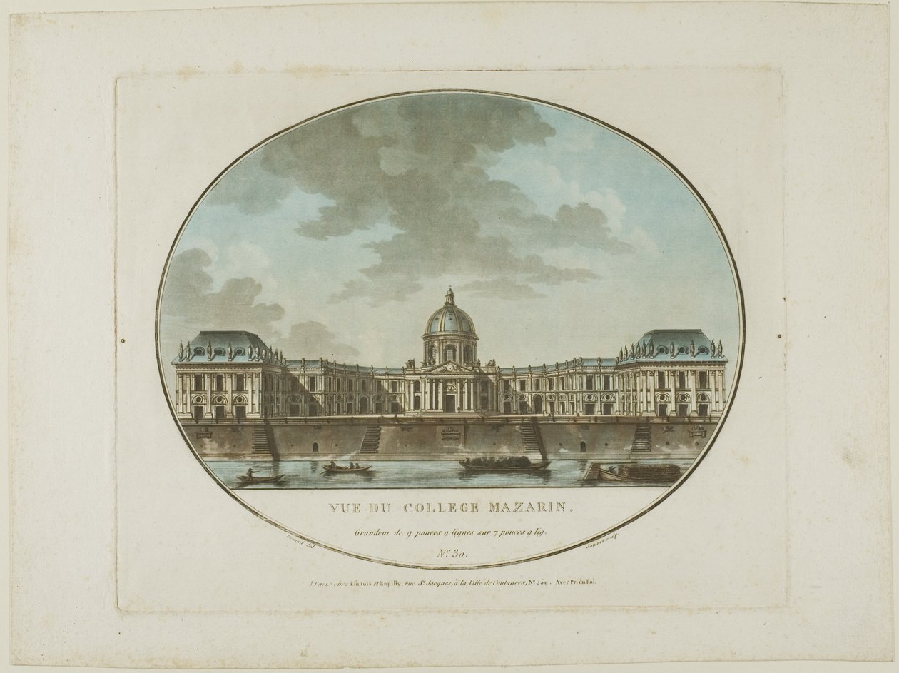 Widok na Mazarin College autorstwa Jean Francois Janinet