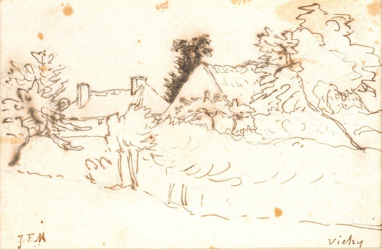 Gospodarstwo wśród drzew, Vichy (Allier) autorstwa Jean Francois Millet