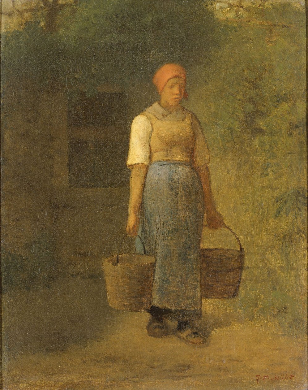 Dziewczyna niosąca wodę, ok.1855-60 autorstwa Jean Francois Millet