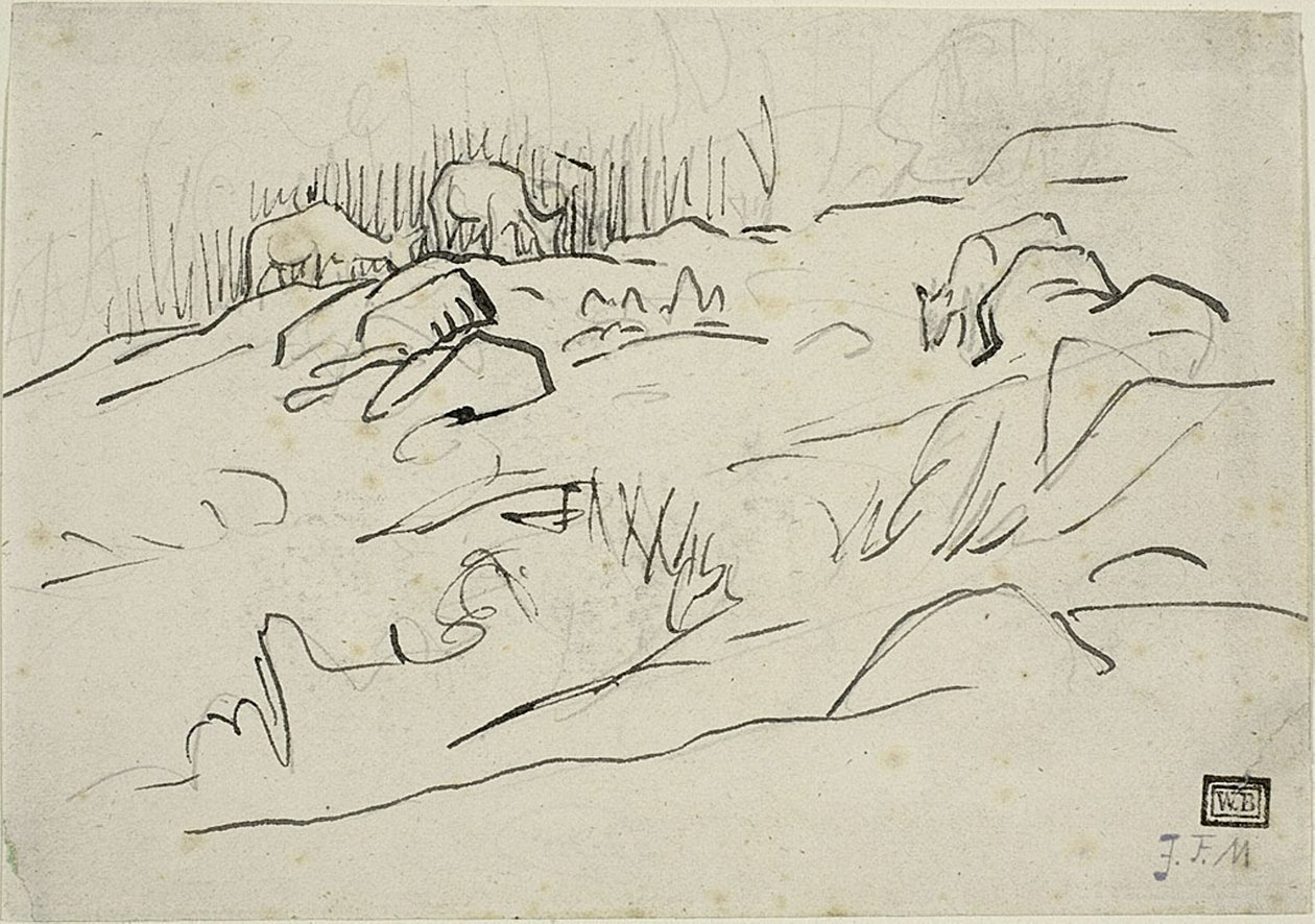 Krajobraz z bydłem autorstwa Jean Francois Millet