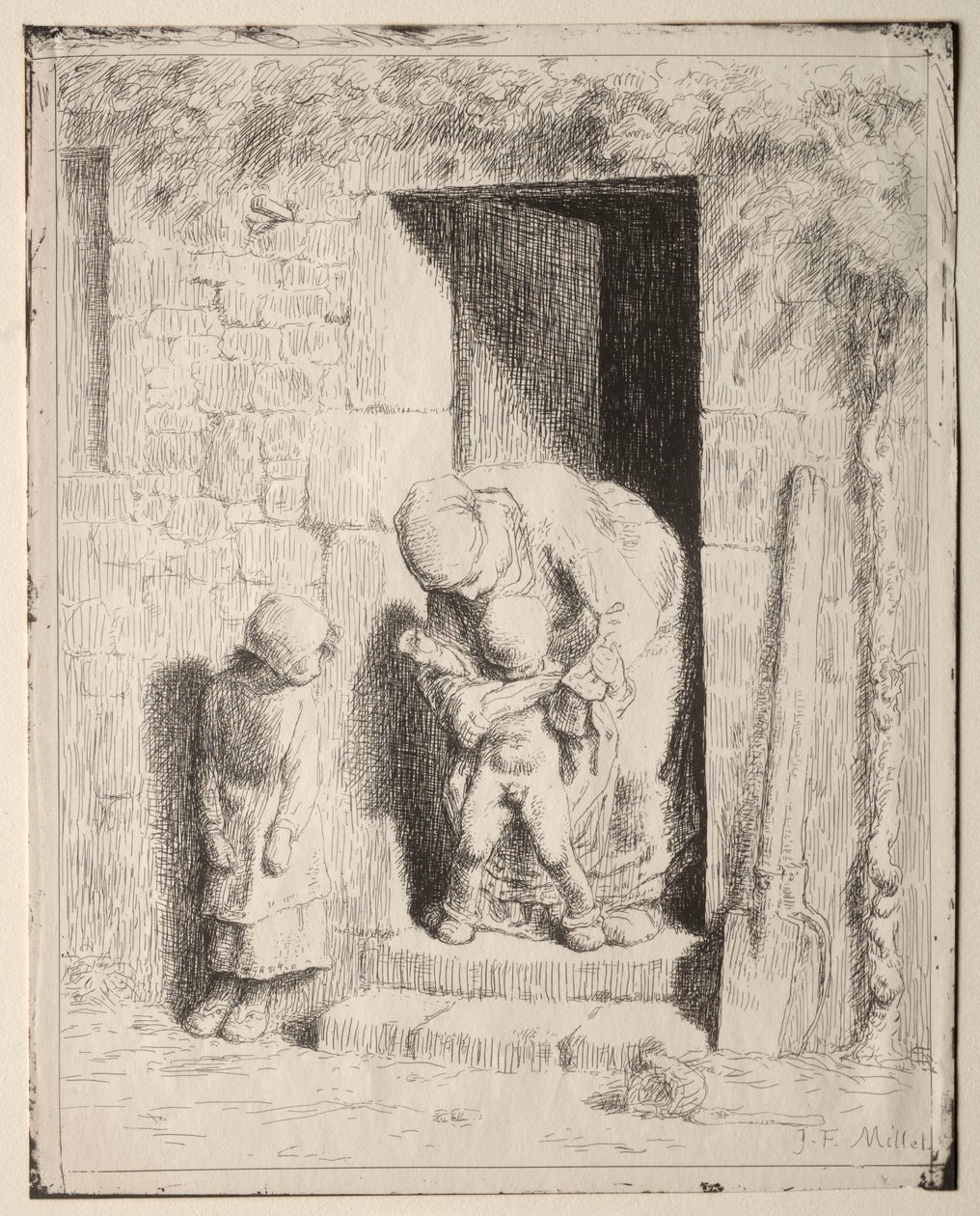 Ostrożność matczyna autorstwa Jean Francois Millet