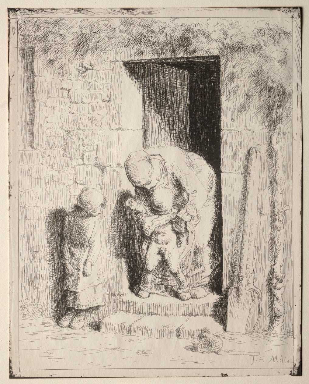 Ostrożność matczyna. autorstwa Jean Francois Millet