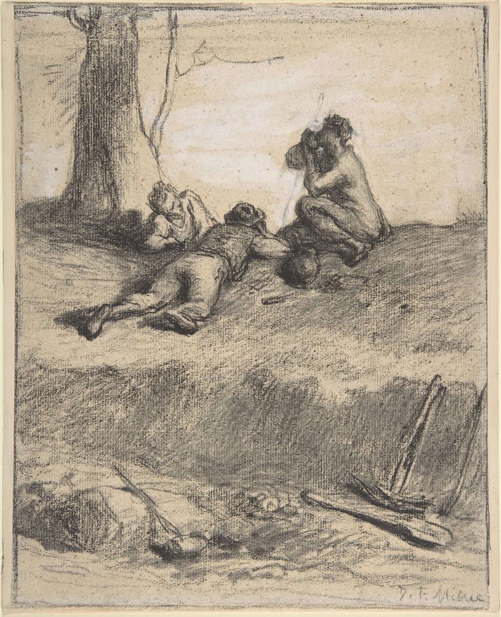 Robotnicy drogowi w Lunch, ca. 1850-52. autorstwa Jean Francois Millet