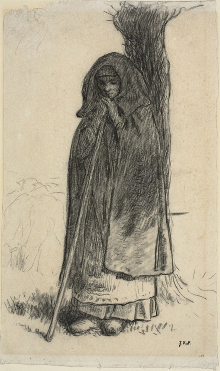 Pasterka oparta o drzewo autorstwa Jean Francois Millet