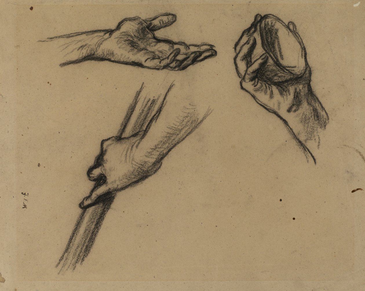 Studia rąk (węgiel na papierze) autorstwa Jean Francois Millet