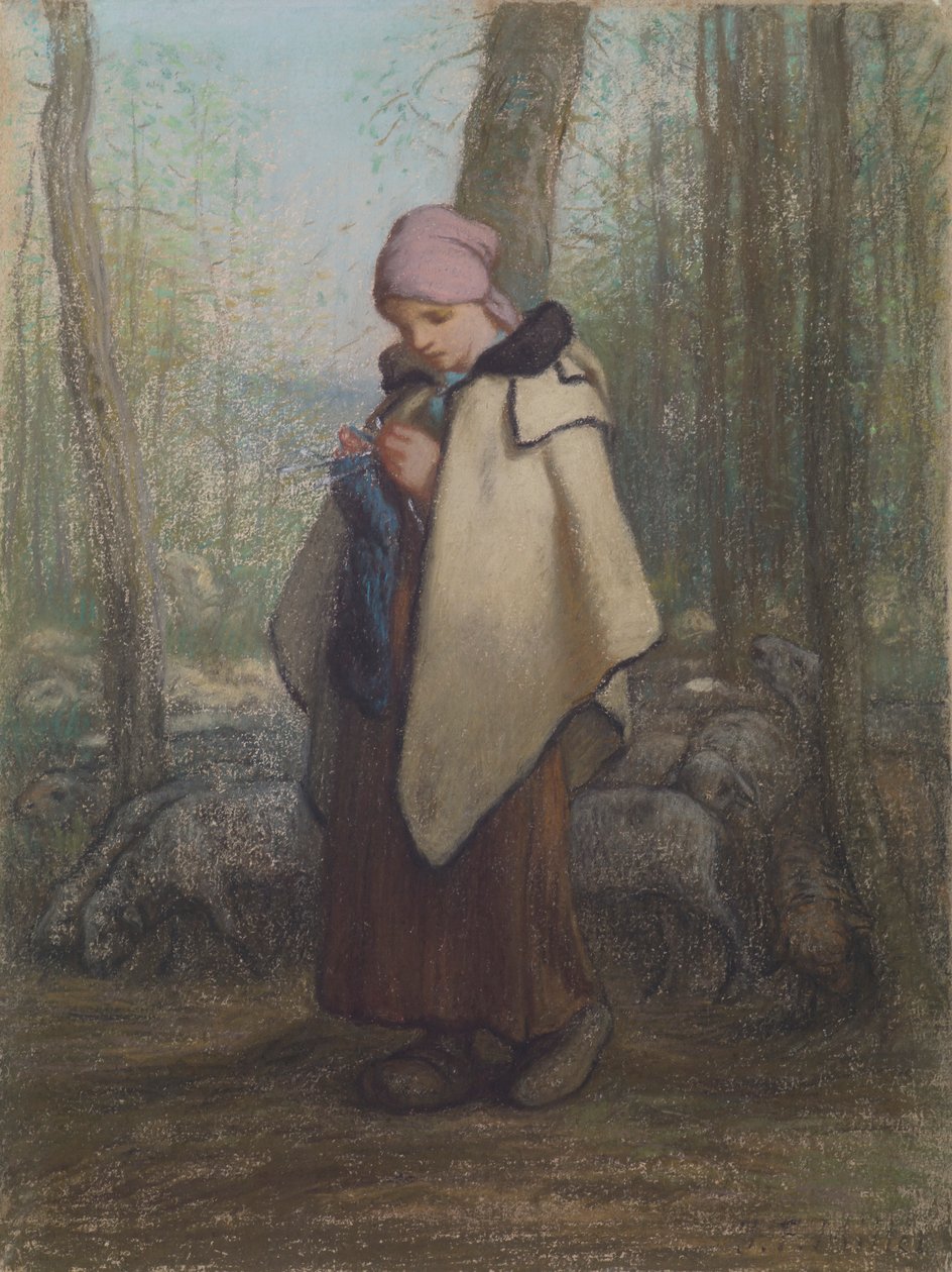 Dziewiarska pasterka autorstwa Jean Francois Millet