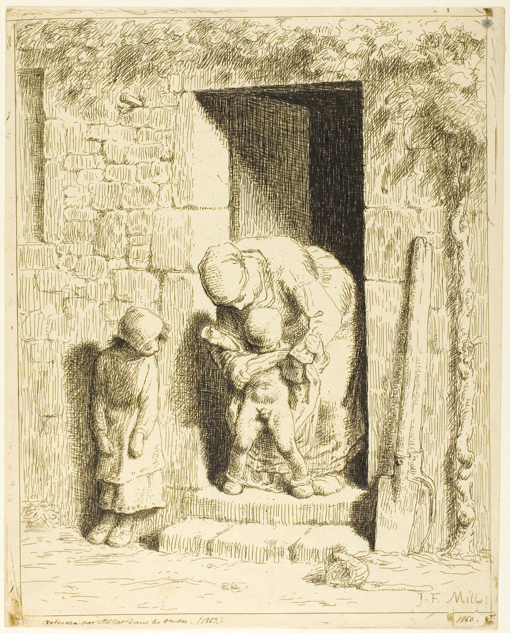 Ostrożność matczyna autorstwa Jean Francois Millet