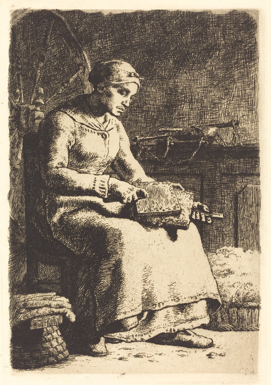 Wełniany Carder (La cardeuse) autorstwa Jean Francois Millet
