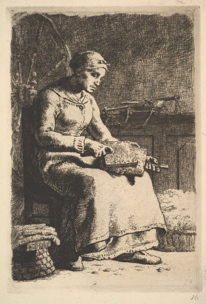 Carder Wełniany 1855-56. autorstwa Jean Francois Millet