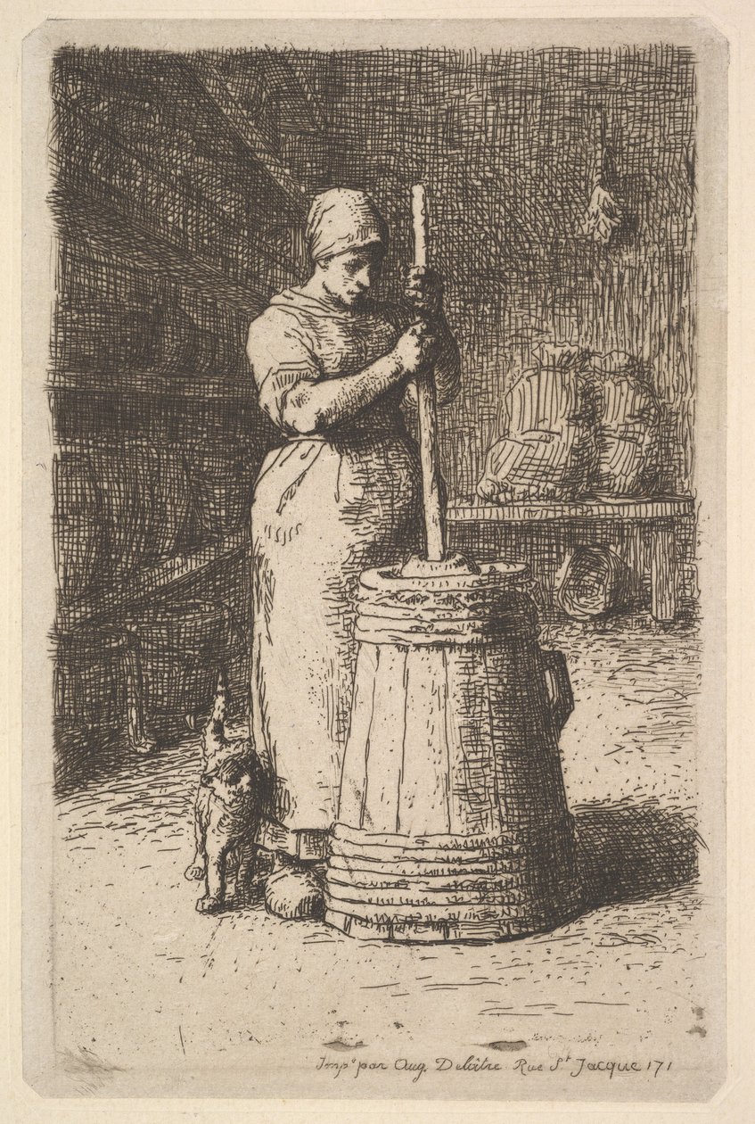 Kobieta ubijająca masło, 1855-56. autorstwa Jean Francois Millet