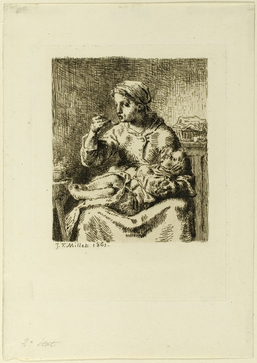 Kobieta karmi swoje dziecko autorstwa Jean Francois Millet