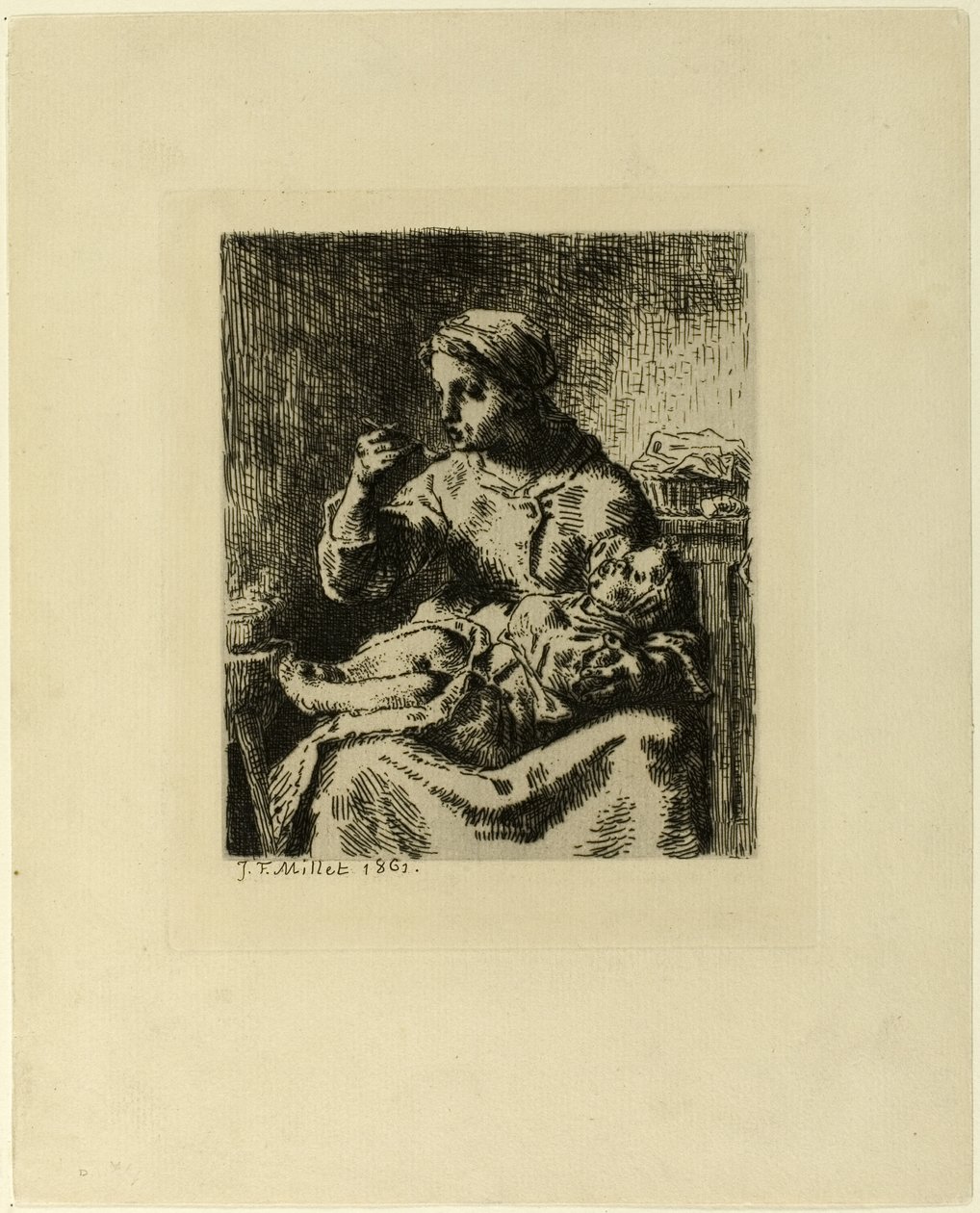 Kobieta karmi swoje dziecko autorstwa Jean Francois Millet