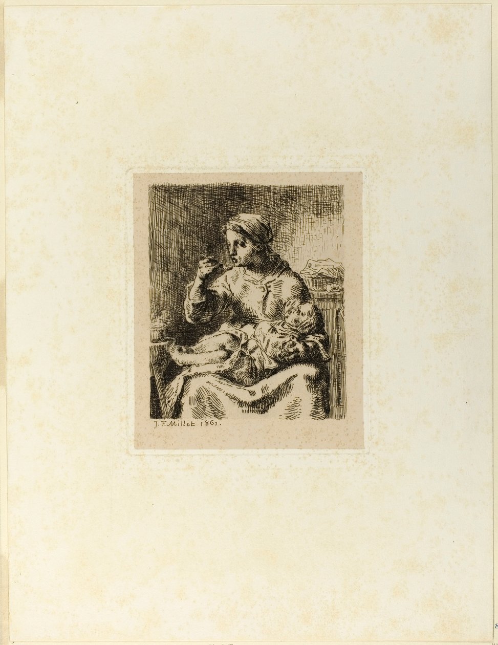Kobieta karmi swoje dziecko autorstwa Jean Francois Millet