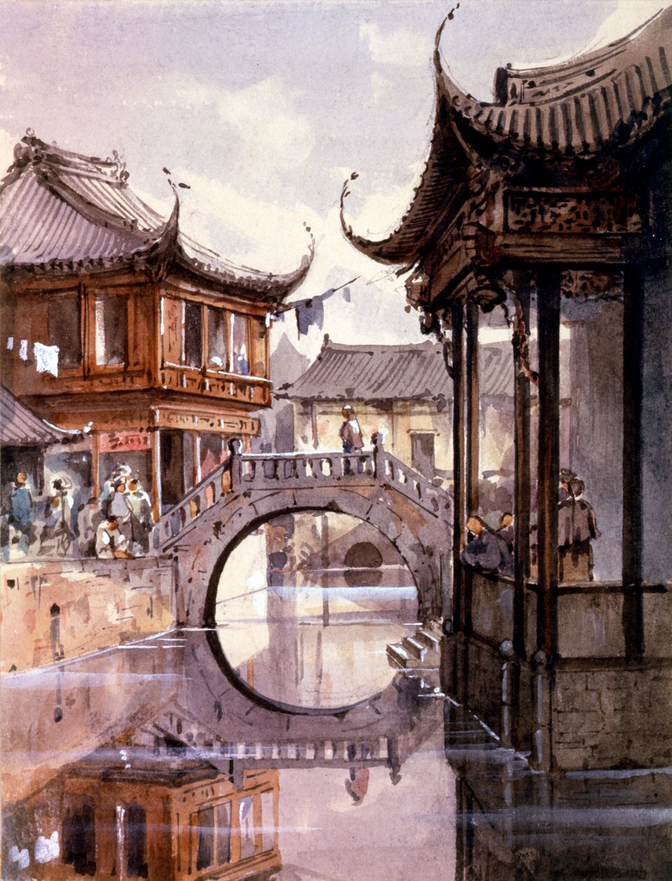 Widok Szanghaju, Chiny, ok. 1860 r. autorstwa Jean Henri Zuber
