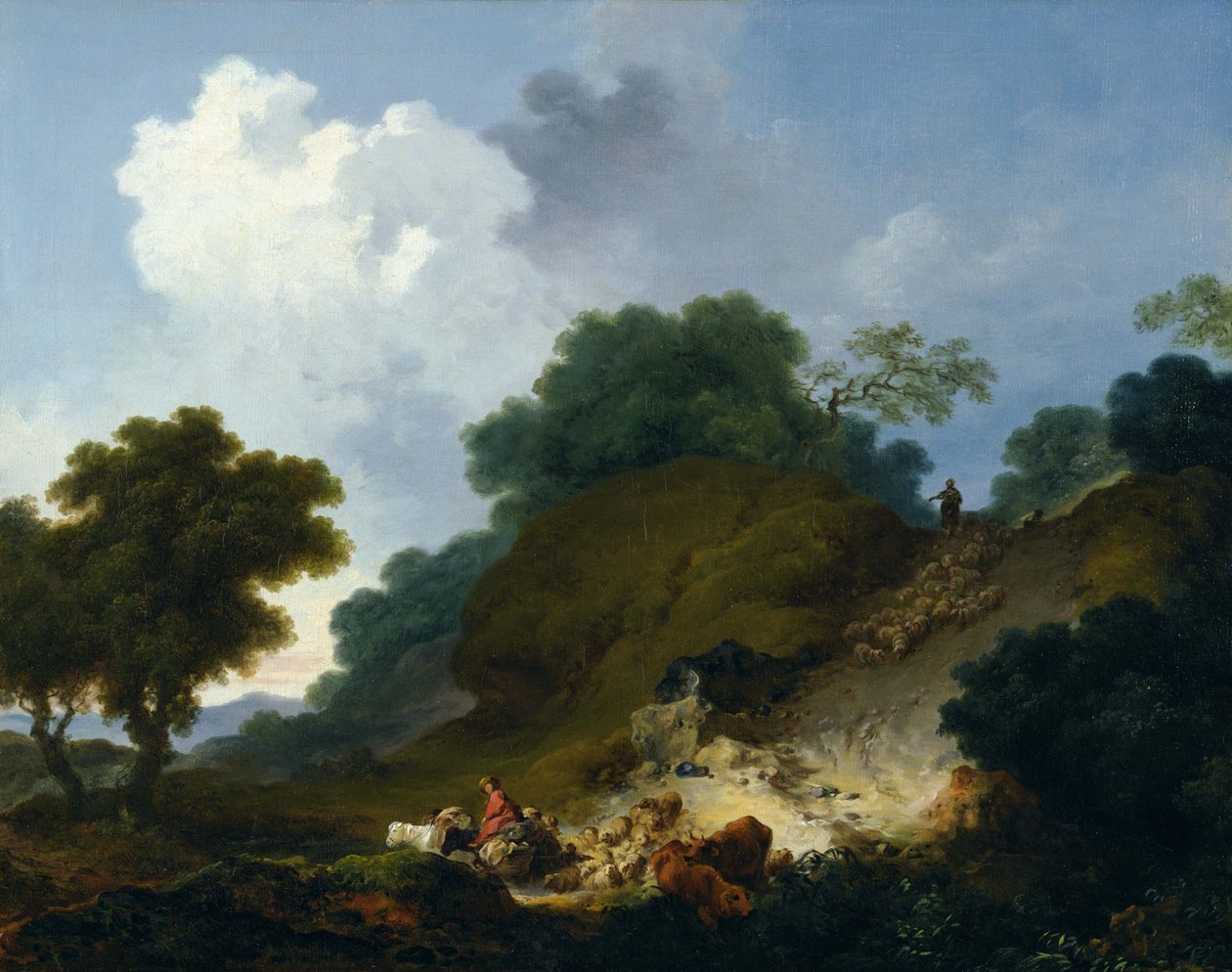 Stado owiec schodzące ze wzgórza autorstwa Jean Honore Fragonard