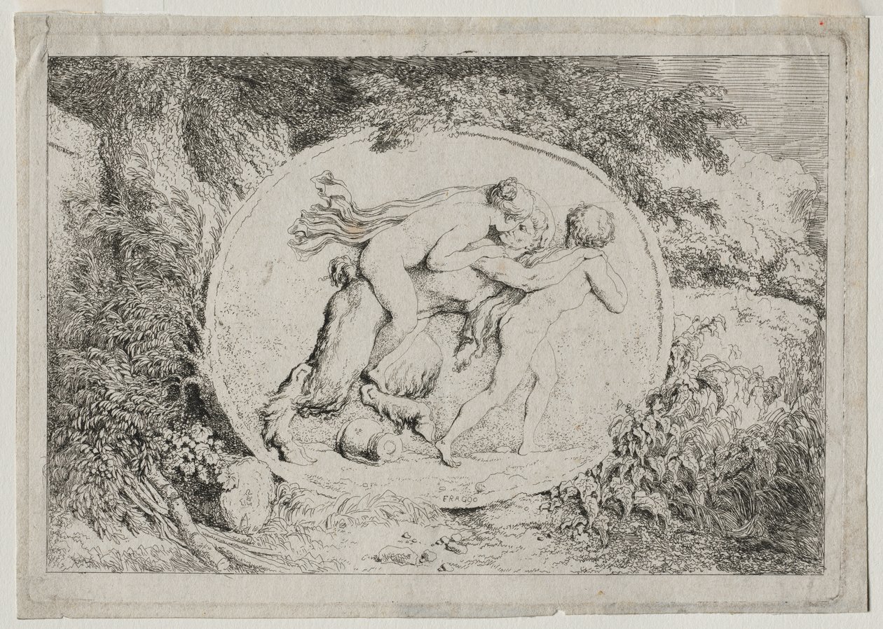 Bachanalia: nimfa kłamie, że satyra autorstwa Jean Honore Fragonard