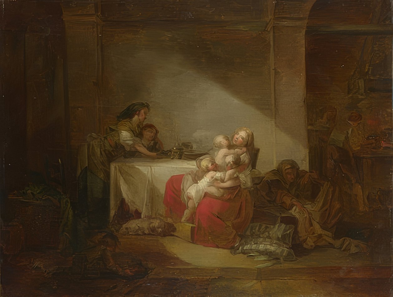Wnętrze, szczęśliwa mama autorstwa Jean Honore Fragonard