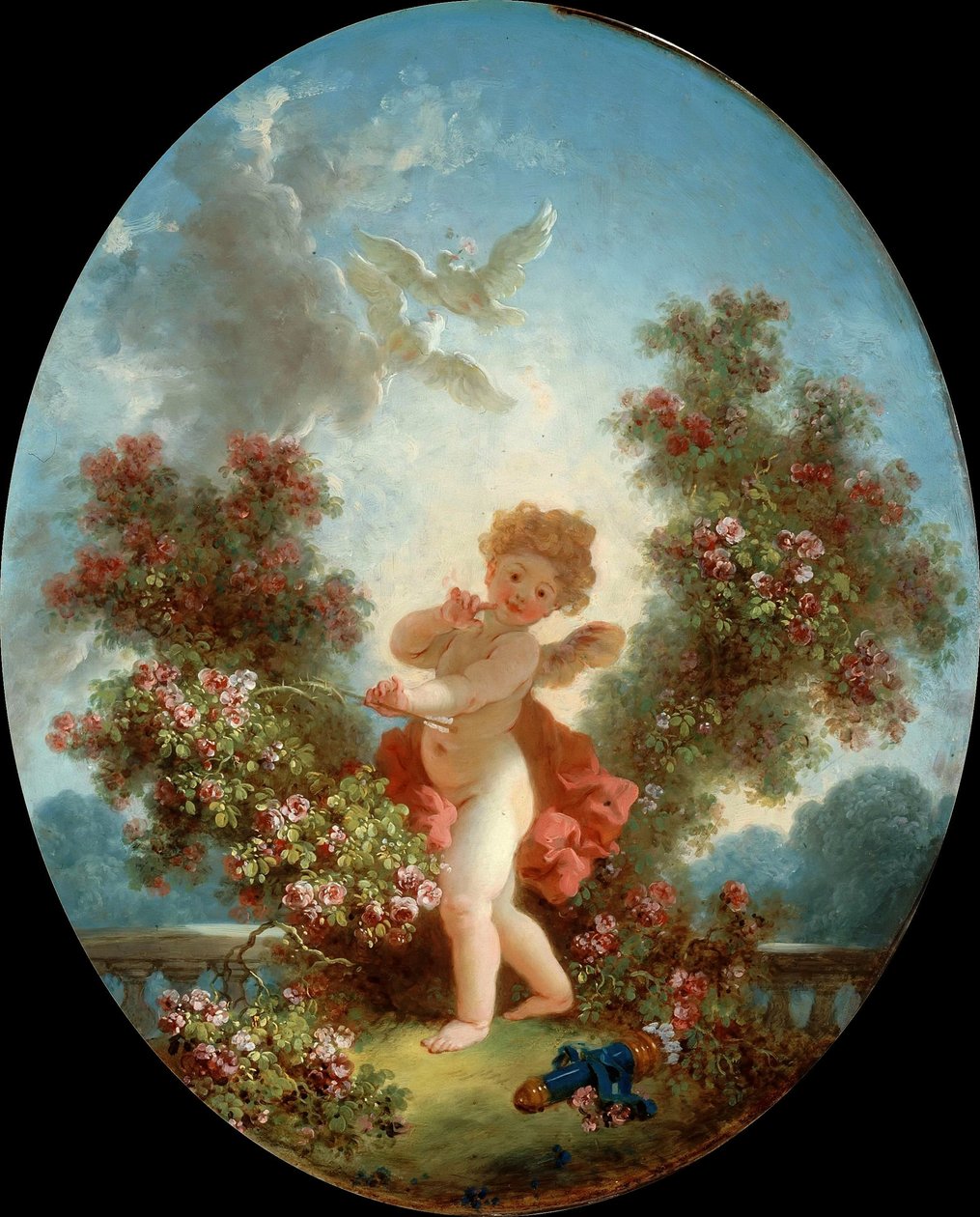 Kupidyn jako wartownik, ok. 1780. autorstwa Jean Honore Fragonard