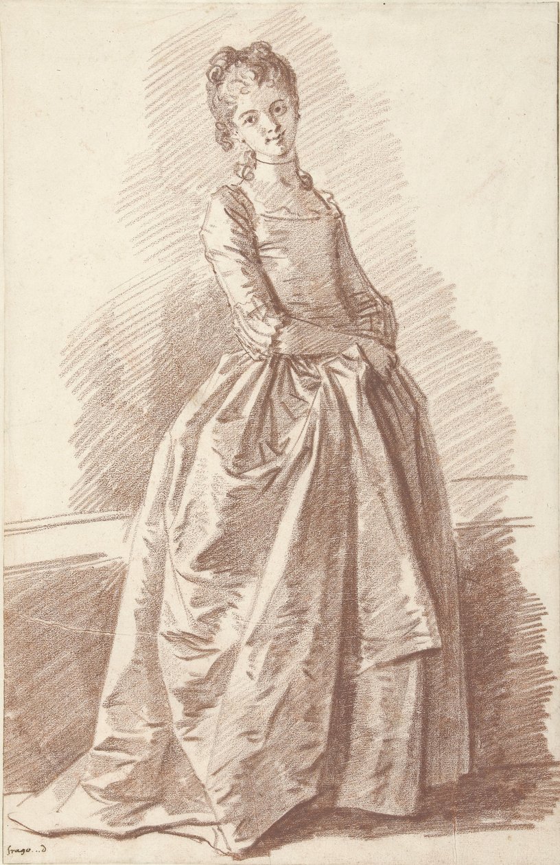 Młoda kobieta stoi twarzą w twarz autorstwa Jean Honore Fragonard