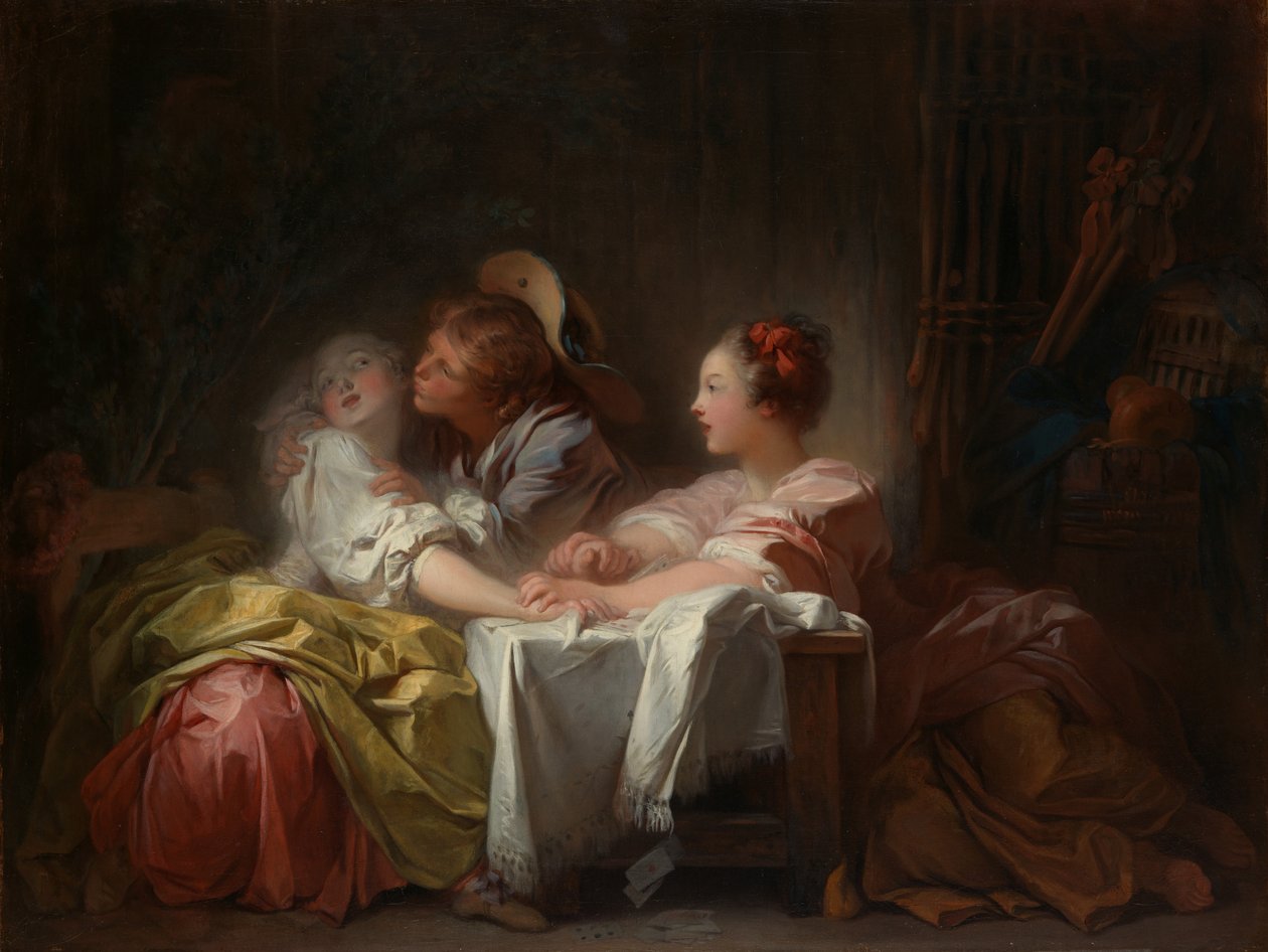 Skradziony pocałunek, ca. 1760. autorstwa Jean Honore Fragonard