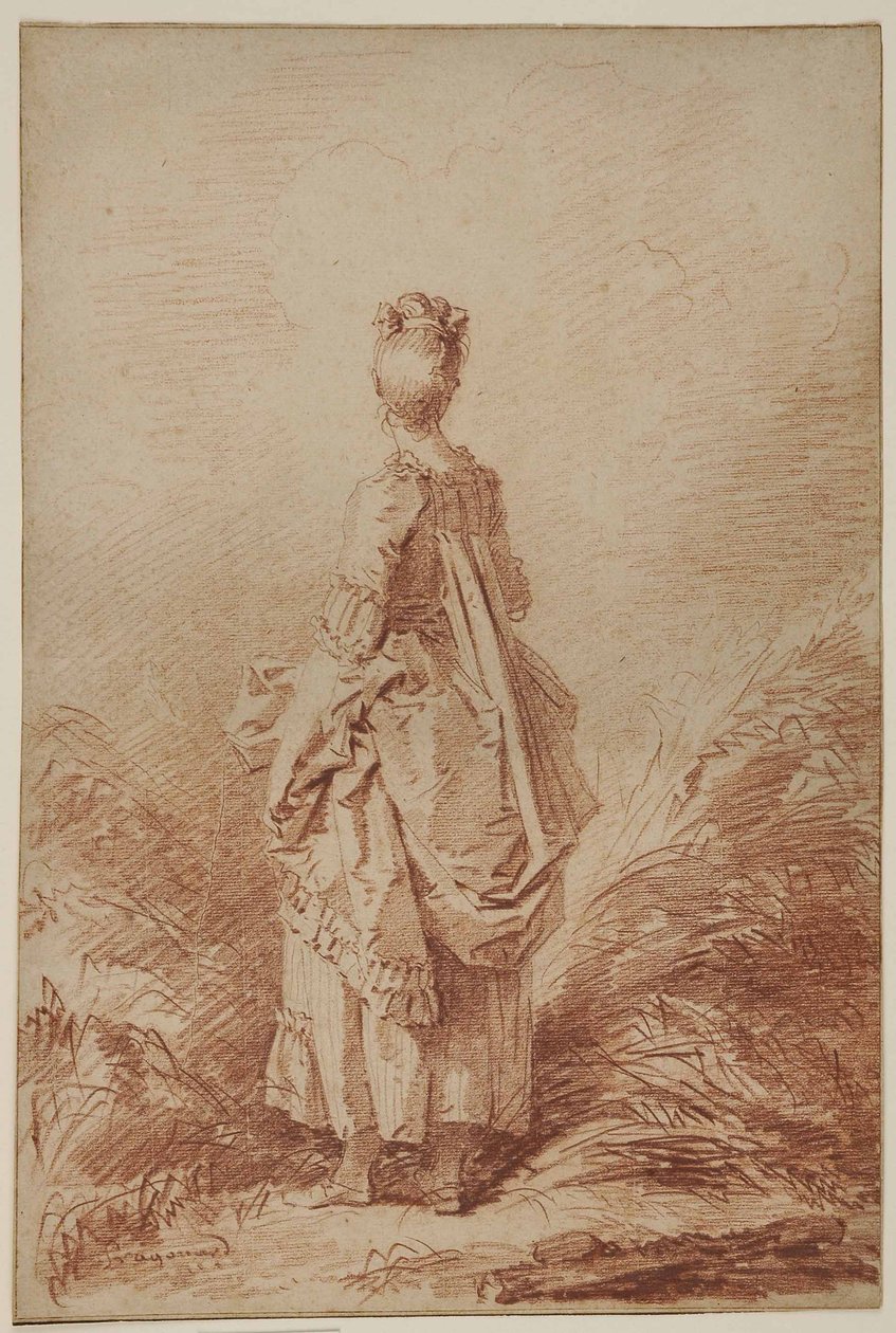 Młoda kobieta patrząc wstecz autorstwa Jean Honore Fragonard
