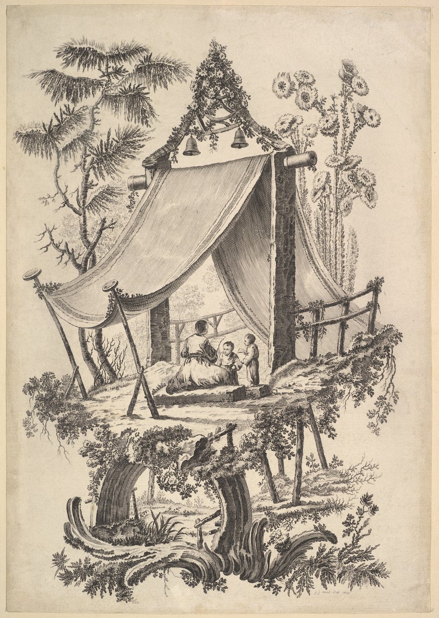 Domek na drzewie, 1773. autorstwa Jean Jacques Avril