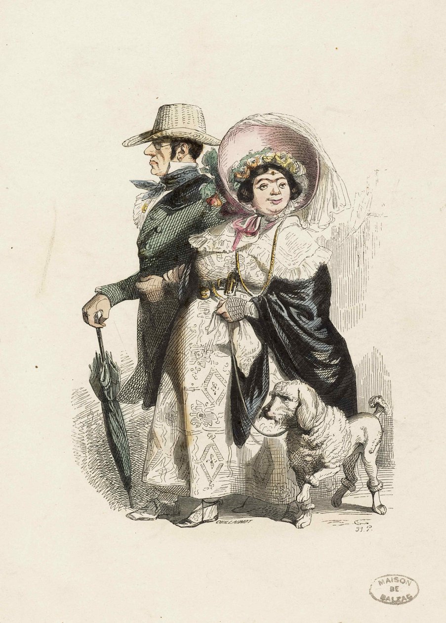 Rentier i jego żona, 1840. autorstwa Jean Jacques Grandville