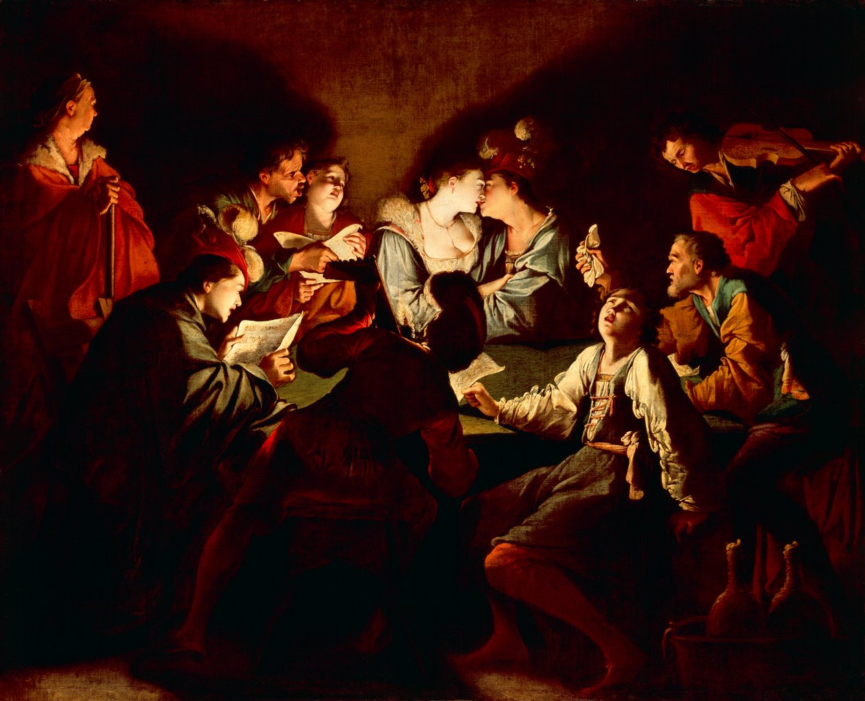Koncert nocny, ok. 1621/2 (olej na płótnie) autorstwa Jean Leclerc