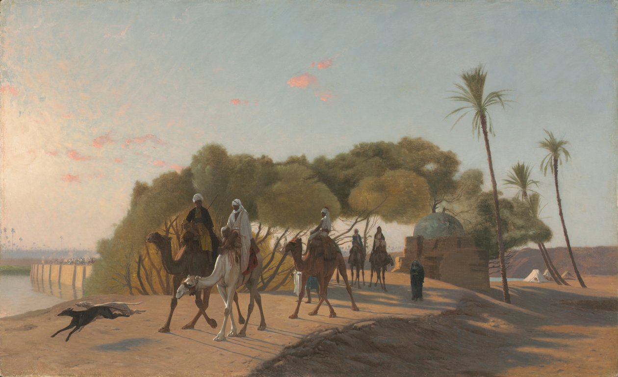 Opuszczenie Oazy, lata 80. XIX wieku. autorstwa Jean Leon Gerome