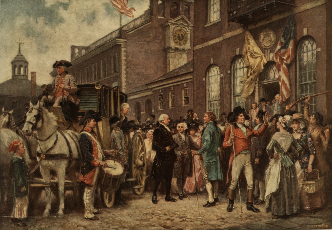 Inauguracja Waszyngtonu w Filadelfii, c.1930 autorstwa Jean Leon Gerome Ferris
