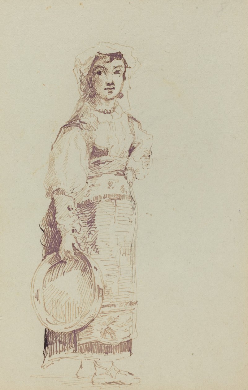 Kobieta z tamburynem (verso) autorstwa Jean Louis Ernest Meissonier