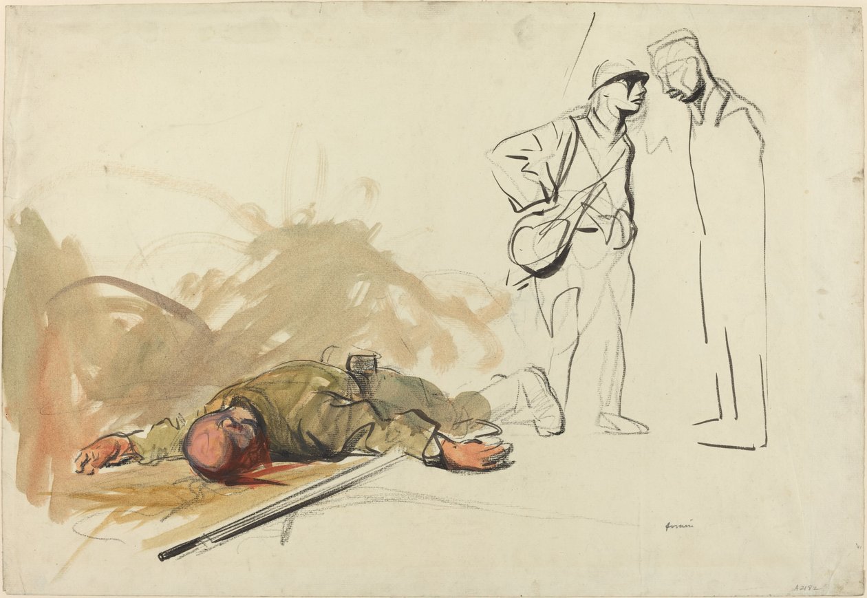 Martwy żołnierz niemiecki, ok. 1930 r. 19141919. autorstwa Jean Louis Forain