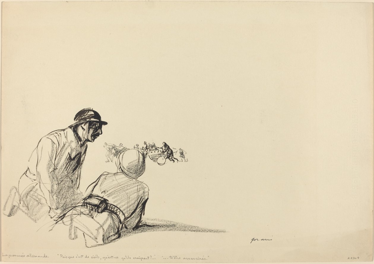 Natarcie niemieckie, ok. 19141919. autorstwa Jean Louis Forain