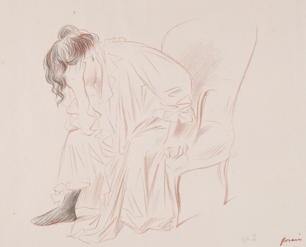 Kobieta w pozycji siedzącej. autorstwa Jean Louis Forain