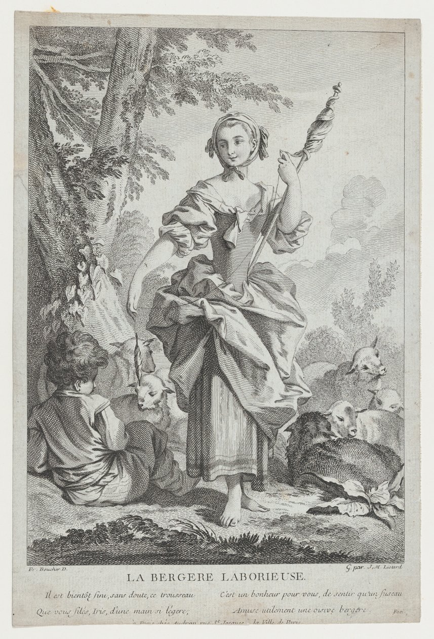 La Bergere Laborieuse, XVIII wiek. autorstwa Jean Michel Liotard