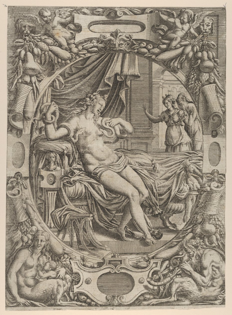 Kleopatra ugryziona przez bolenia, 1535-55. autorstwa Jean Mignon