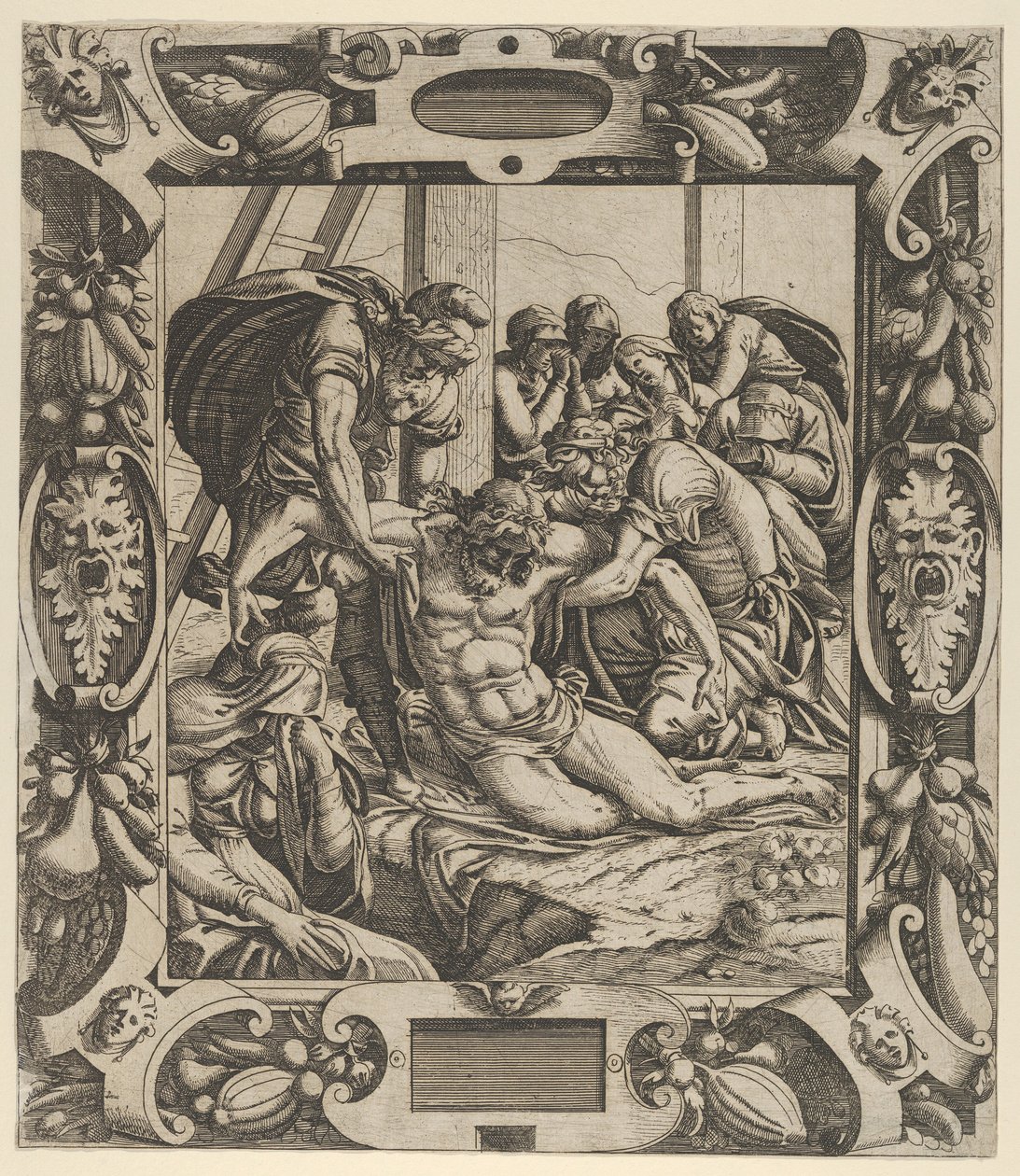 Osadzanie Krzyża, ok. godz. 1544. autorstwa Jean Mignon