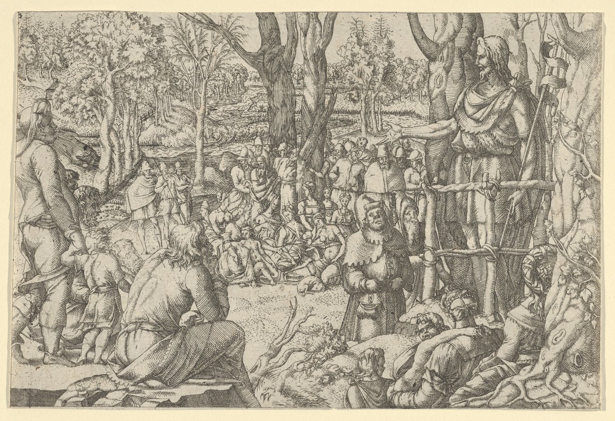 Głoszenie św. Jana na pustyni, 1535-55. autorstwa Jean Mignon