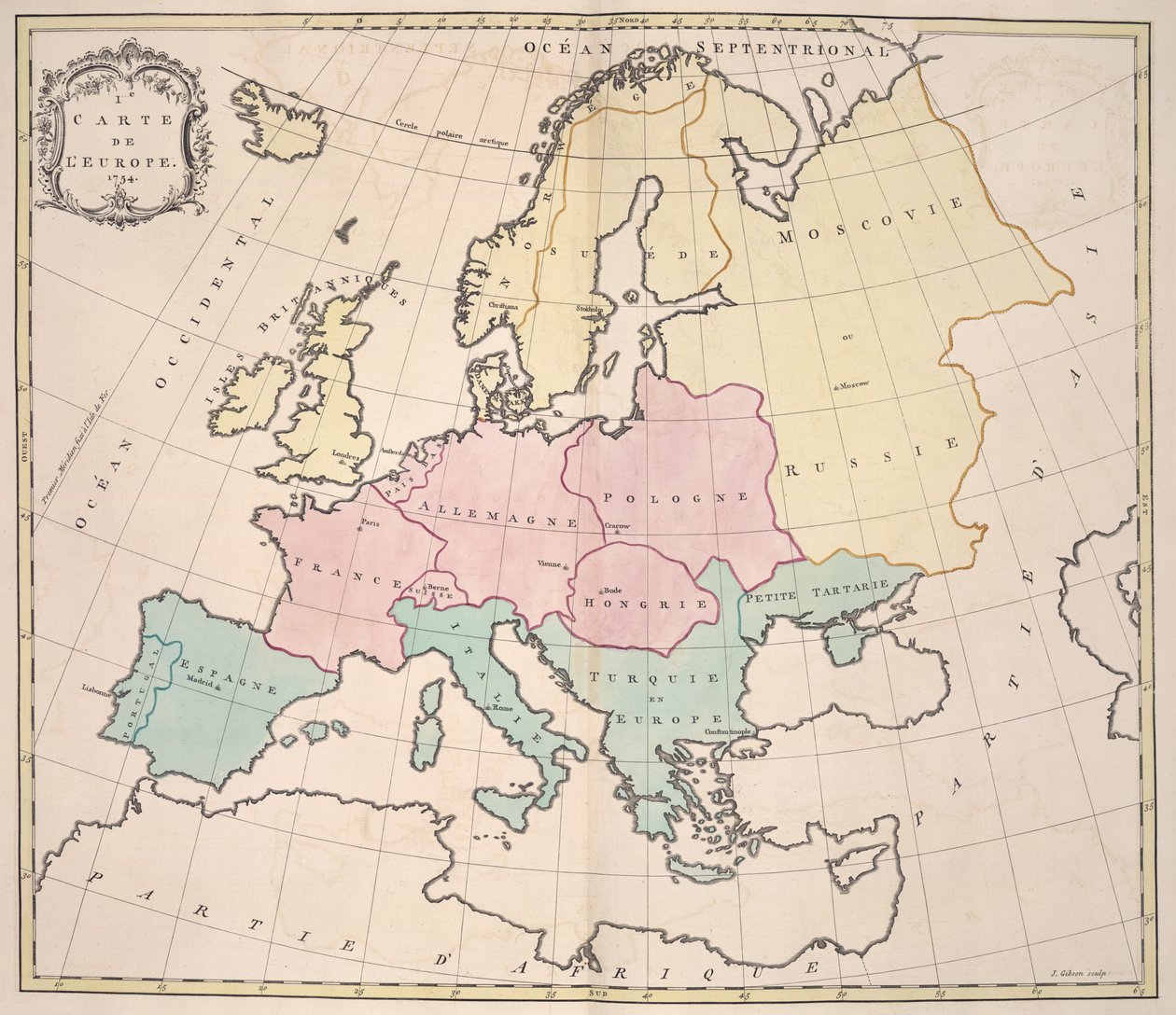 Europa, z „Atlasu metodycznego...” autorstwa Jean Palairet