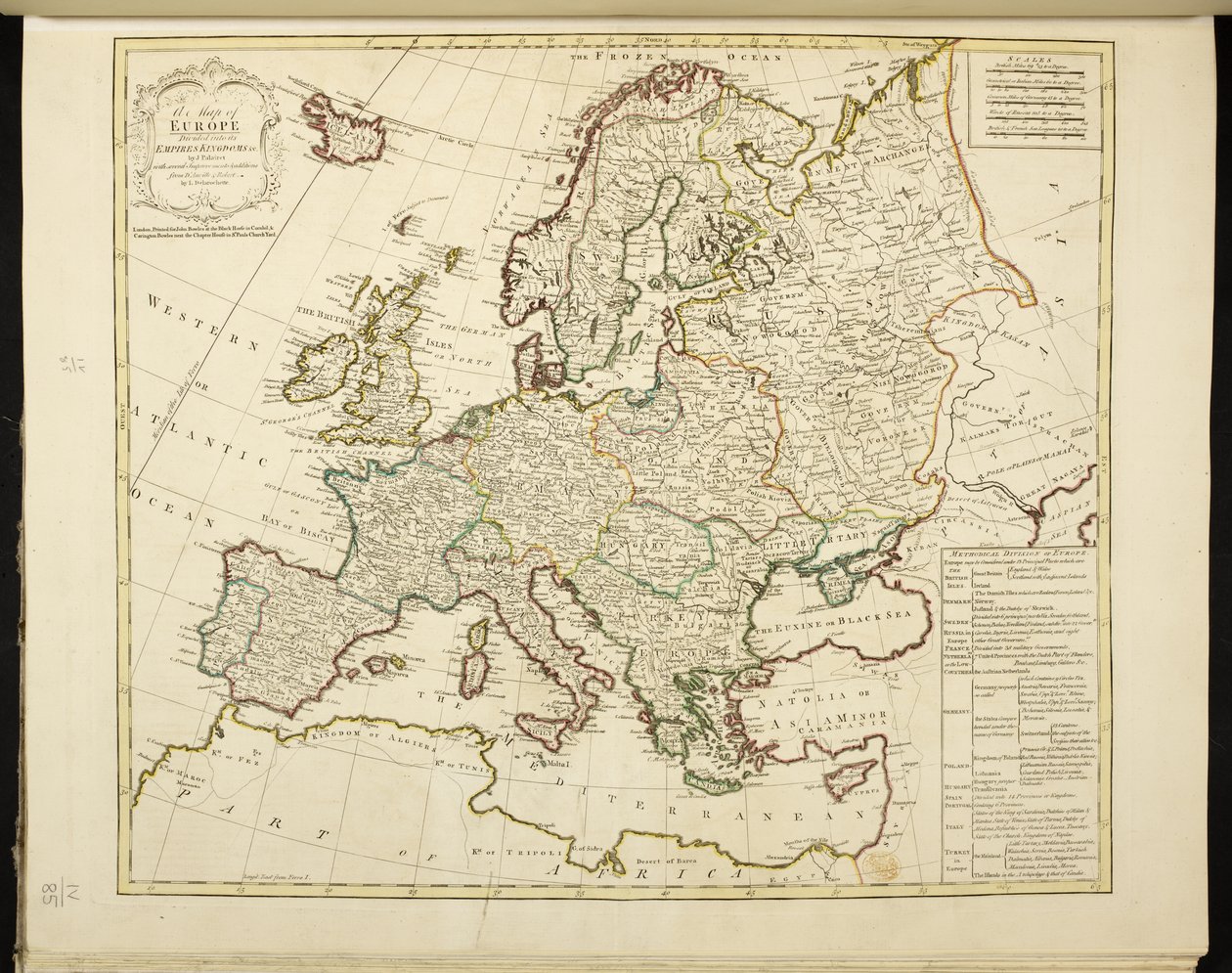 Mapa Europy autorstwa Jean Palairet