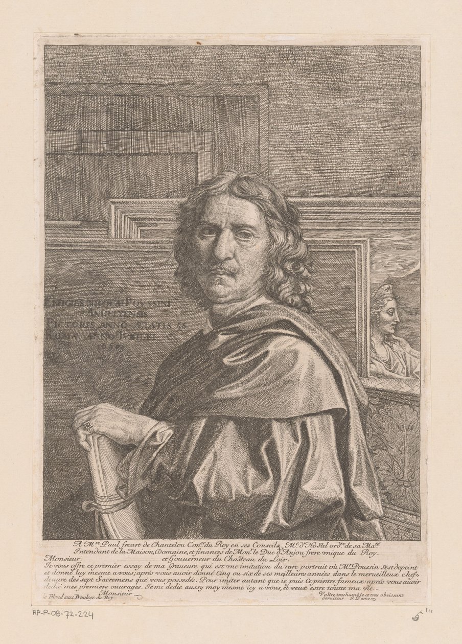 Portret Nicolasa Poussina autorstwa Jean Pesne